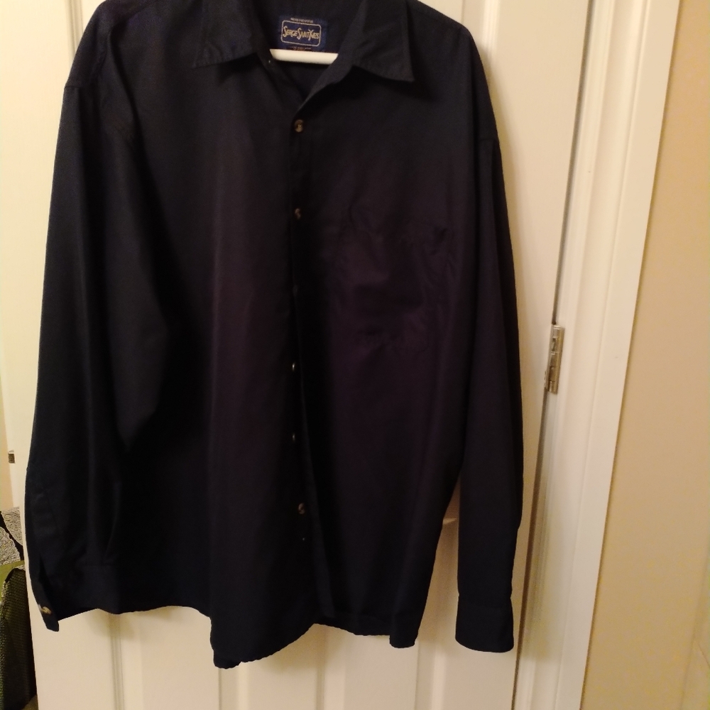Serge Saint Yves Navy Blue Casual Button Down Shirt Size XXL